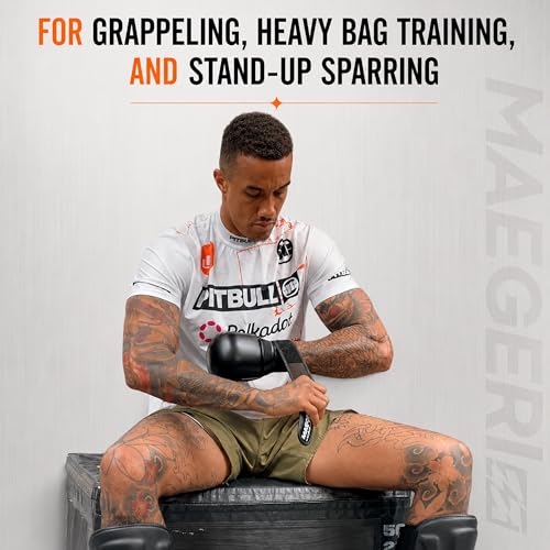 Hybrid MMA Sparring Gloves – Open Palm 7oz Training Gloves with 18” Wrist Wrap for Grappling, Bag Work & Sparring – MMA Gloves for Men & Women - size: Large-X-Large