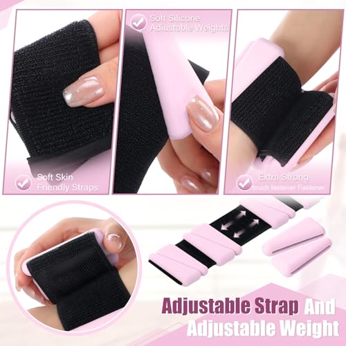 Pilates 2Lbs Each(Set of 4) Wrist Ankle Weights for Women, Wearable Arm Leg, Adjustable Weighted Wristbands Arm Leg Weights Suitable for Walking Swimming Running Yoga Gym