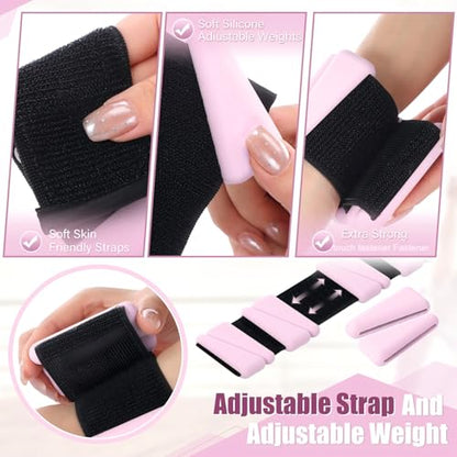 Pilates 2Lbs Each(Set of 4) Wrist Ankle Weights for Women, Wearable Arm Leg, Adjustable Weighted Wristbands Arm Leg Weights Suitable for Walking Swimming Running Yoga Gym