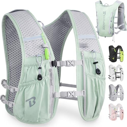 BECOJADDE Running Vest for Women Men, 5L/6L Lightweight Hydration Backpack Running Pack for Marathon, Trail, Cycling, Hiking, Jogging - color: Green