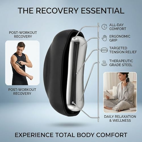 Cooling Massage Roller for Deep Tissue with Ergonomic Handle, 360° Easy-Glide Ice Massage Ball for Myofascial Release, Cold Therapy Roller Post-Workout Recovery & Muscle Pain Relief (Black) - color: Black