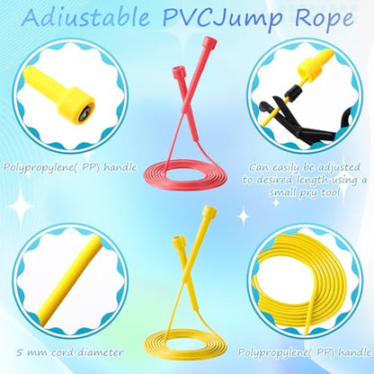 72/144 Pcs PVC Jump Ropes Bulk Fitness 9.2 ft Adjustable Skipping Rope Versatile Speed Rope with Plastic Handles for Women Men Endurance Training Cardio Exercise Workout Outdoor - color: Bright