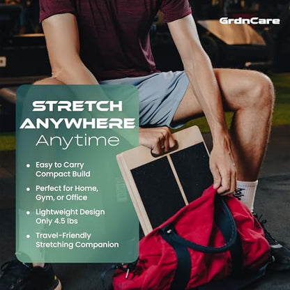 Wooden Calf Stretcher - Portable Slant Board for Calf Stretching - Bears 300 lbs - Adjustable Incline Board Physical Therapy Equipment - Reduce Injury Risk, Improve Foot, Leg & Ankle Mobility