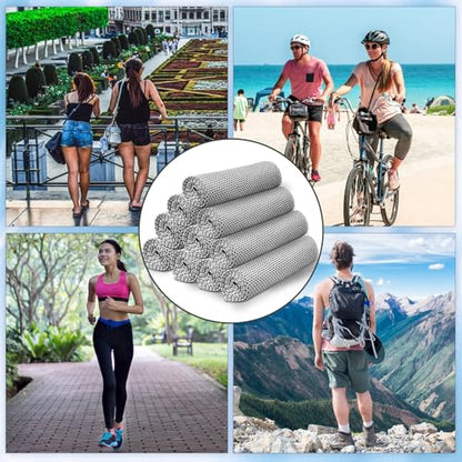Honoson 10 Pcs Cooling Towel Bulk - Neck & Face Cool Chilly Towels Microfiber Breathable Sport Sweat Rag for Gym, Yoga, Travel, Camping, Running, Outdoor (Grey) - color: Grey