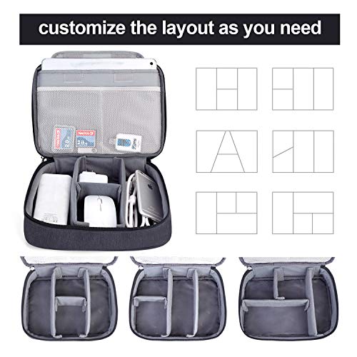 BUBM Electronic Organizer, Double Layer Travel Gear Bag for Cables, Plugs, Flash Hard Drive, Power Bank and More--a Sleeve Pouch for iPad (Large, Black) - size: Large-For 9.7" iPad or Tablet