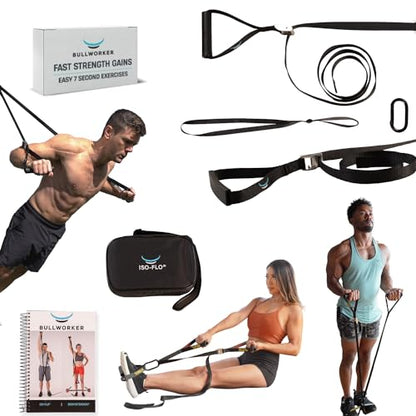 Bullworker ISO-FLO Suspension Trainer Straps, Portable Home Gym for Full Body Strength Training, Isometric Exercise Equipment and Self Resistance Band, Cable Machine for Chest, Arms, & Back Workouts