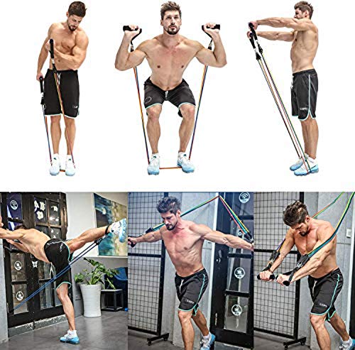 Resistance Bands Set,Exercise with 5 Fitness Tubes,4 Foam Handles,Ankle Straps, Door Anchor,Resistance Training,Physical Therapy,Home Workouts