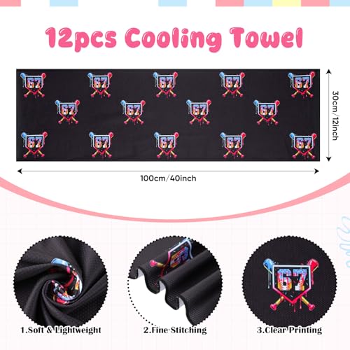 12 Pcs Baseball Party Favors Towels 67 Ice Cream Drip, Cooling Towels 40" x 12" Team Gift for Workout Gym Sport Party Favors Swim Youth(67 Baseball)