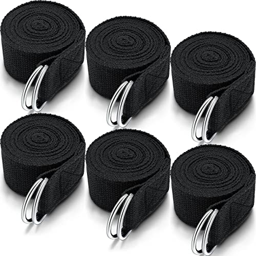 6 Pcs Yoga Strap for Stretching 8 Ft Yoga Exercise Adjustable Straps Bands with Safe Adjustable D Ring Buckle for Pilates Gym Workouts Fitness Improves Sitting Posture