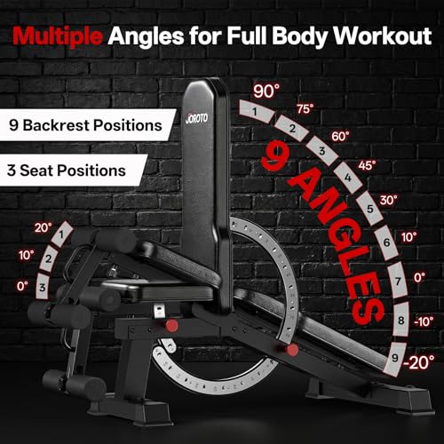 JOROTO Adjustable Weight Bench, 1500LB Heavy Duty Bench Press, Workout Bench for Home Gym Strength Training Exercise, Flat Incline Decline Sit Up Bench for Full Body Exercise