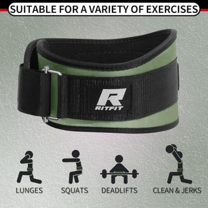 RitFit Weight Lifting Belt 6 Inch for Squats Deadlift Strength Training - color: Green, size: S(26"-32")
