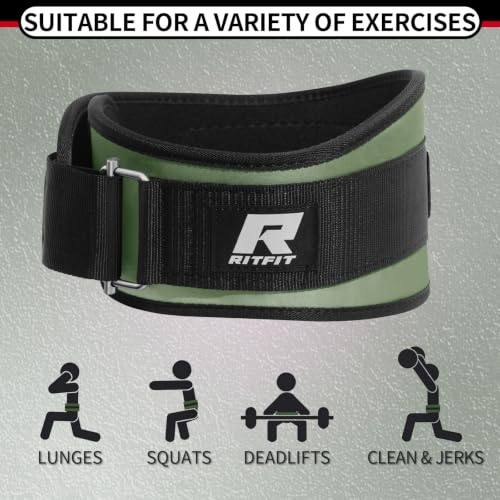 RitFit Weight Lifting Belt 6 Inch for Squats Deadlift Strength Training - color: Green, size: L(36"-44")