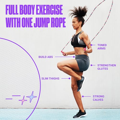 Sportbit Custom-Fit Beaded Jump Rope – Adjustable Length for Kids & Adults, Men & Women – Durable Fitness Rope for Gym & Home - color: Pink / White / Navy