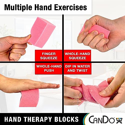 CanDo Hand Therapy Blocks - Extra-Soft Through Firm), Pack of 12 - Grip Strengthening Foam Hand Exercise Tools for Physical Therapy, Arthritis, Carpal Tunnel, Stress Relief, Anxiety - color: Multi (Extra-Soft Through Firm), size: Pack of 12