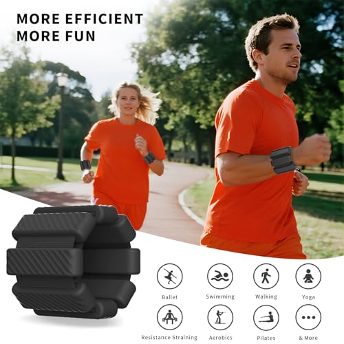 Wrist & Ankle Weights for Women, Wearable Strong Arm & Leg Weights Set of 2(1Lbs Each), Adjustable Ankle Weights for Walking, Yoga, Dance, Barre,Gym,Exercise,Pilates,Walking Running - color: Black
