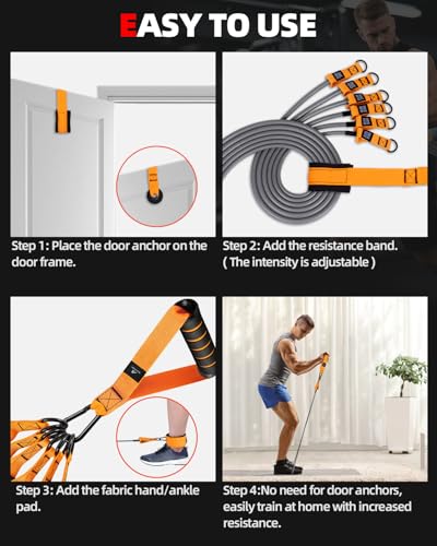 Abahub Arm Training Bands Set, Resistance Bands with Handles and Ankle Straps for Woman and Man, Set for Strength Training, Workout Bands for Arms, Exercise Bands for Home Gym
