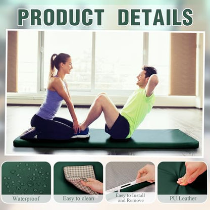 Lyrow 3 Inch 72"x 24" Thick Foldable Yoga Mat with Carry Strap, Non-slip Portable Foam Gym Mat for Yoga, Pilates and Stretching - color: Dark Green