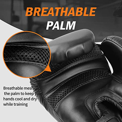 Boxing Gloves for Men Women Adults - color: Black, size: 12oz