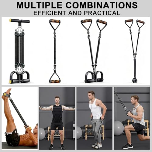 Pedal Resistance Band,Multifunction Adjustable Sit-up Bodybuilding Abdominal Trainer,Elastic Pull Rope Fitness Equipment for Abdomen,Waist,Leg,Arm,Home Gym Workout,Postpartum Recovery&Body Shaping