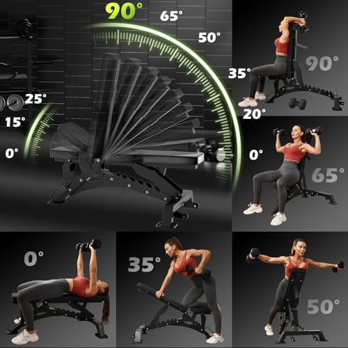 BODYRHYTHM Commercial-grade Weighted Bench, 1300LBS Weight Capacity Strength Training Bench, Heavy-duty Adjustable Workout Bench for Garage and Home Gym Workouts, Weight Lifting, and Bench Press. - color: Black