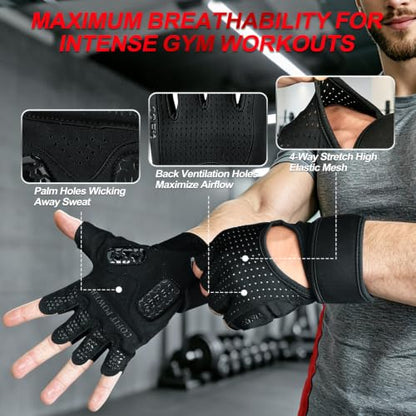 COFIT Padded Workout Gloves with Wrist Support, Gym Gloves for Men Women - size: Large