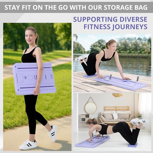 Pilates Board - Pilates Reformer Set, Multi-Purpose Foldable Pilates Reformer Board for Home, 5 in 1 Pilates Sliding Board - color: Purple Set
