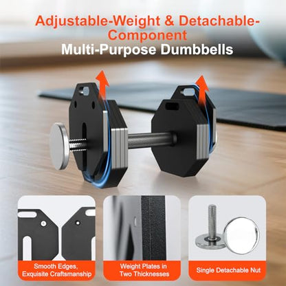 Adjustable Dumbbell Sets 50/80/90LBSX2 Durable Steel Build, Free Weights Dumbbells Set with Barbell/Kettlebell Handle with Srew Sets 3-in-1 Multifunctional Dumbbell Fitness Exercises for Home Gym Suitable Men/Women 50/80/90LBX2