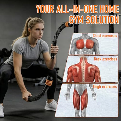 Cordless Battle Rope with Adjustable Resistance Springs, Ropeless Weighted Workout Stick for Strength Training and Cardio Fitness, Home Gym Exercise Equipment