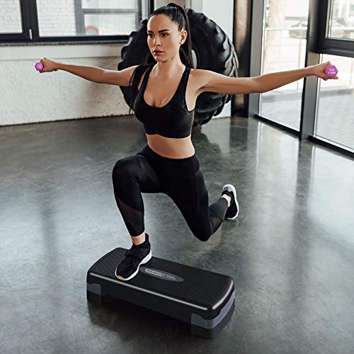 Compact Portable Aerobic Step Platform Exercise Fitness Equipment, Cardio Stepper with Adjustable Height for Home Gym