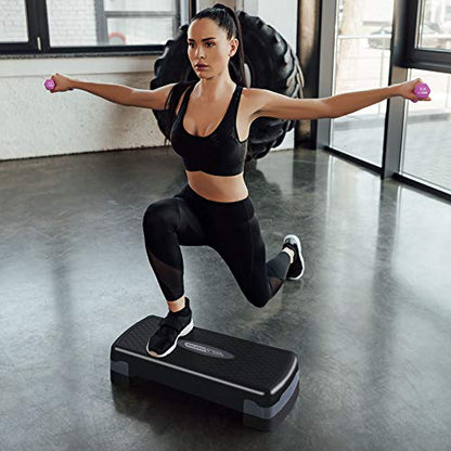 Compact Portable Aerobic Step Platform Exercise Fitness Equipment, Cardio Stepper with Adjustable Height for Home Gym