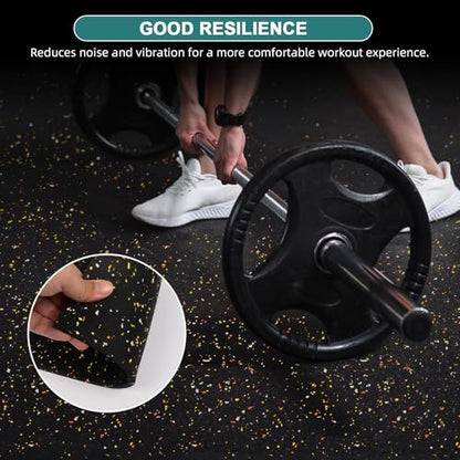 Heavy Duty Rubber Flooring Roll, 1/4” Thick EPDM Gym Rubber Mat, 4.1' x 9.8' Speckled Fitness Flooring for Home Gym & Garage, Non-Slip Exercise Equipment Floor Mat,Noise Reducing,Black with Red Flecks - size: 10'×4'