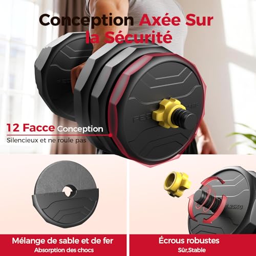 FEIERDUN Adjustable Dumbbells Set, 48/68/88lbs Free Weight Set with 4 Modes, Used as Barbell, Kettlebells, Push up Stand, Fitness Exercises for Home Gym Suitable Men/Women - style: 48 lbs (24 lbs each)