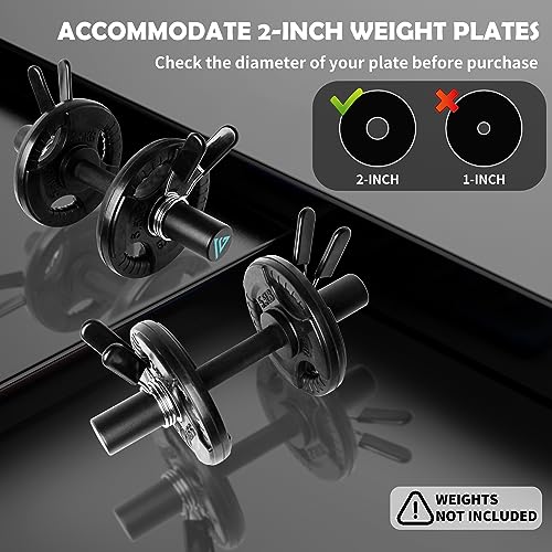 16" Olympic Dumbbell Handle, Dumbbell Bar for 2-inch Olympic Weight Plates, Loadable Dumbbells for Home Gym Strength Training, 2 Pair of Spring Collars Included