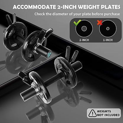 16" Olympic Dumbbell Handle, Dumbbell Bar for 2-inch Olympic Weight Plates, Loadable Dumbbells for Home Gym Strength Training, 2 Pair of Spring Collars Included