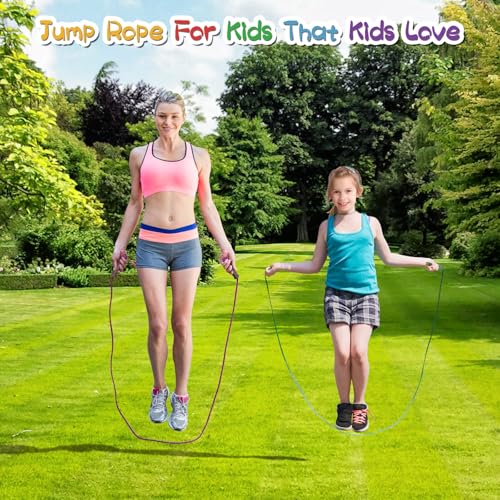 Jump Rope For Kids,Jump Rope Kids,Adjustable Soft Skipping Rope,Toddler Jump Rope With Skin-Friendly Foam Handles For Kids, Boys,Girls,Women, Men,Exercise Activity,Outdoor Fitness - color: Purple + Blue
