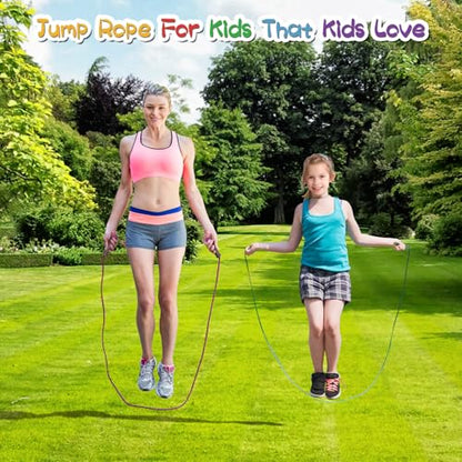 Jump Rope For Kids,Jump Rope Kids,Adjustable Soft Skipping Rope,Toddler Jump Rope With Skin-Friendly Foam Handles For Kids, Boys,Girls,Women, Men,Exercise Activity,Outdoor Fitness - color: Purple+Green