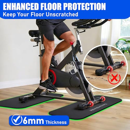 TOBWOLF Non-Slip Mat Compatible with Peloton Bike, Concept 2 Rowing Machine - color: 6mm Vibration Absorbing Exercise Bike Mat
