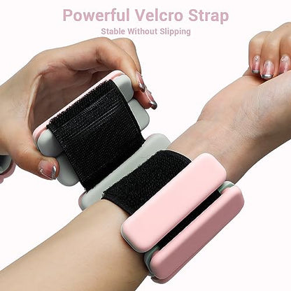 Sportneer Wrist & Ankle Weights for Women Men - 1 Pair (1 lb/2 lb Each) | Adjustable Weighted Bracelet Silicone Bangles for Yoga, Dance, Pilates, Cardio, Aerobics, Gym, Pool Exercises and Jogging