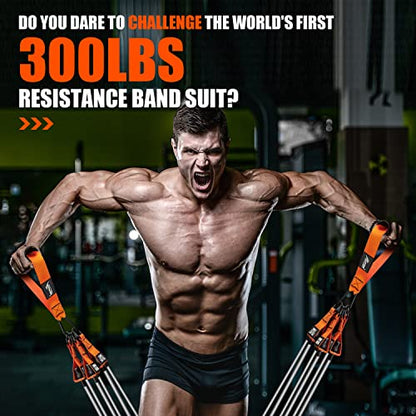 HPYGN Heavy Resistance Bands, 300LBS Exercise Bands for Working Out, Fitness Bands with Handles, Workout Bands for Men, Weight Bands Set for Muscle Training, Strength, Slim, Yoga, Home Gym Equipment