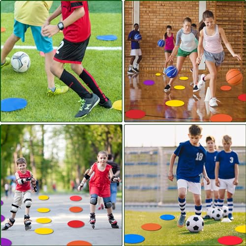 Spot Markers 9/10 Inch Floor dots Non-Slip Rubber Agility Markers Flat Field Cones for Gym/PE Soccer Football, Basketball Training Markers,School Activities, Exercise Drills, Dance Practice