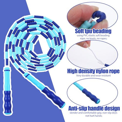 Jump Ropes Bulk 20 Pcs Beaded Skipping Rope 9.2 ft PVC Adjustable Colorful