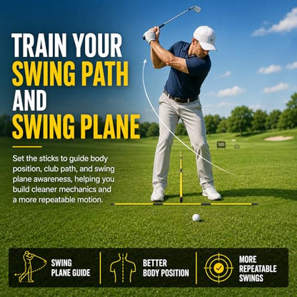Collapsible Golf Alignment Sticks, 40 Inch Golf Alignment Rods for Swing Trainer, Putting, Aiming, Posture Correction and Golf Practice