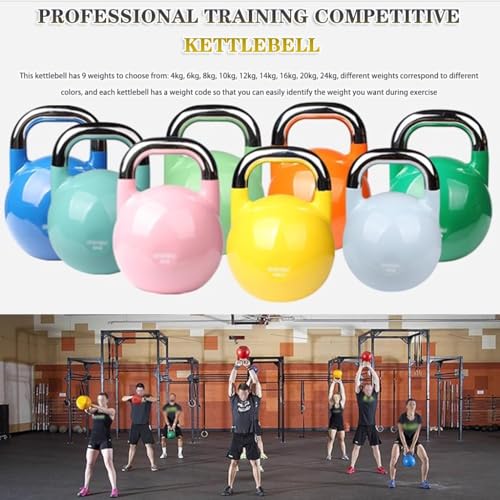 Kettlebell Weights Professional Training Competitive Kettle Bells, Gym Men and Women Sports Steel Kettle Ball, Shaping/Muscle Building/Squats(Light green-10kg)