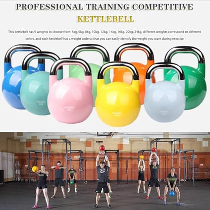Kettlebell Weights Professional Training Competitive Kettle Bells, Gym Men and Women Sports Steel Kettle Ball, Shaping/Muscle Building/Squats(Light green-10kg)