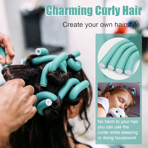 18 Pcs Heatless Hair Curlers 9.45 x 1 Inch Flexible Curling Rods Soft Foam Rollers No Heat Bendable Hair Rods Roller for Women Short Medium Long Hair, Sleep-In (Random Color) - color: 9.45" x 1"