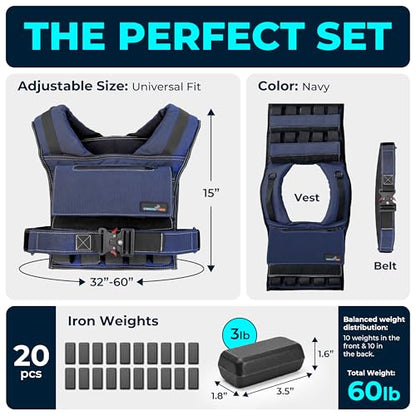 Weighted Vest Adjustable for Men and Women – Workout Weight Training Vest for Fitness, Running, Strength, Exercise & Cross Training