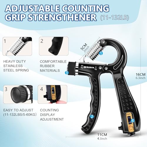5/10PCS Grip Strength Trainer Kit,Forearm and Hand Gripper Strengthener - size: Black-10P