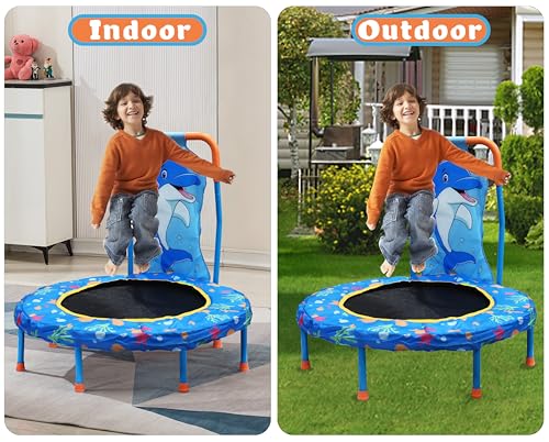 No-Gap 36" Mini Trampoline Toddler Trampoline with Handle for Kids, 36 inch Indoor Garden Small Kid Trampoline Baby Trampolines with Super Safe Cover for Toddlers Ages 2 to 5