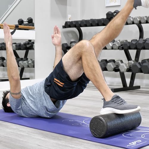 OPTP AXIS Firm Density Foam Roller – Round, Black, 18"L X 6" - color: Black - 18" X 6" Round