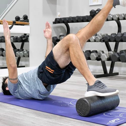 OPTP AXIS Firm Density Foam Roller – Round, Black, 18"L X 6" - color: Black - 18" X 6" Round